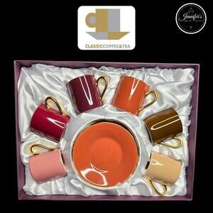 Classic Coffee & Tea NIB Vintage 6oz Cup & Saucer Set of (6)